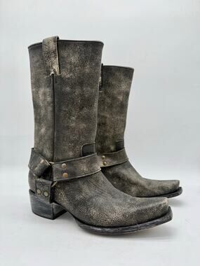 Old Gringo Women’s 7.5 Black Distressed Leather Harness Biker Western Boots